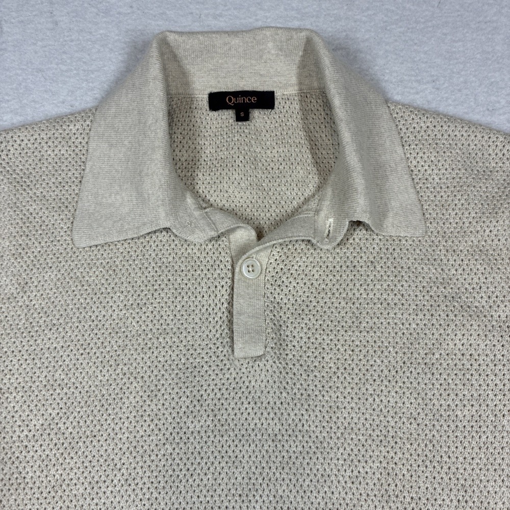Quince Beige Knit Polo Shirt